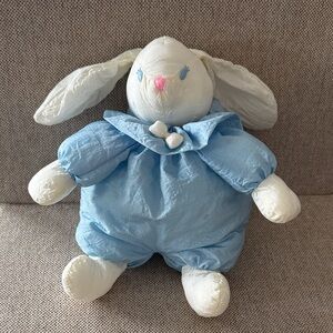 Vintage Nylon Blue and White Bunny Rabbit Plush
